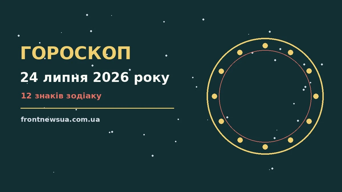 Зодіакальні символи на тлі ранкового неба, гороскоп на 24 липня 2026 року