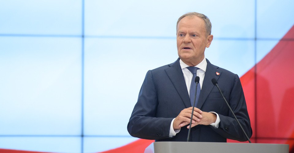 Прем'єр-міністр Польщі Дональд Туск на пресконференції після зустрічі Коаліції охочих у Парижі