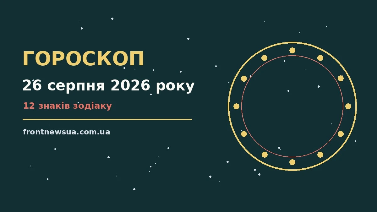 Зодіакальний круг на тлі ранкового неба, ілюстрація до гороскопу на 26 серпня 2026 року