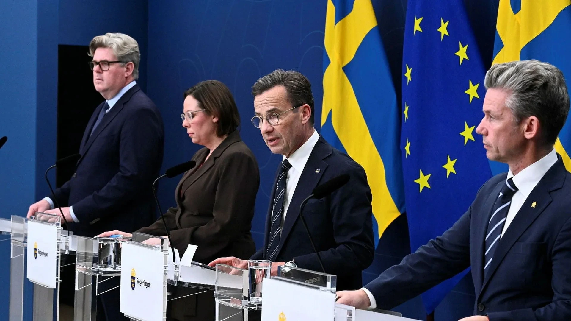 Прем'єр-міністр Швеції Ульф Крістерссон, міністр оборони Поль Йонсон, глава МЗС Швеції Марія Мальмер Стенергард та міністр